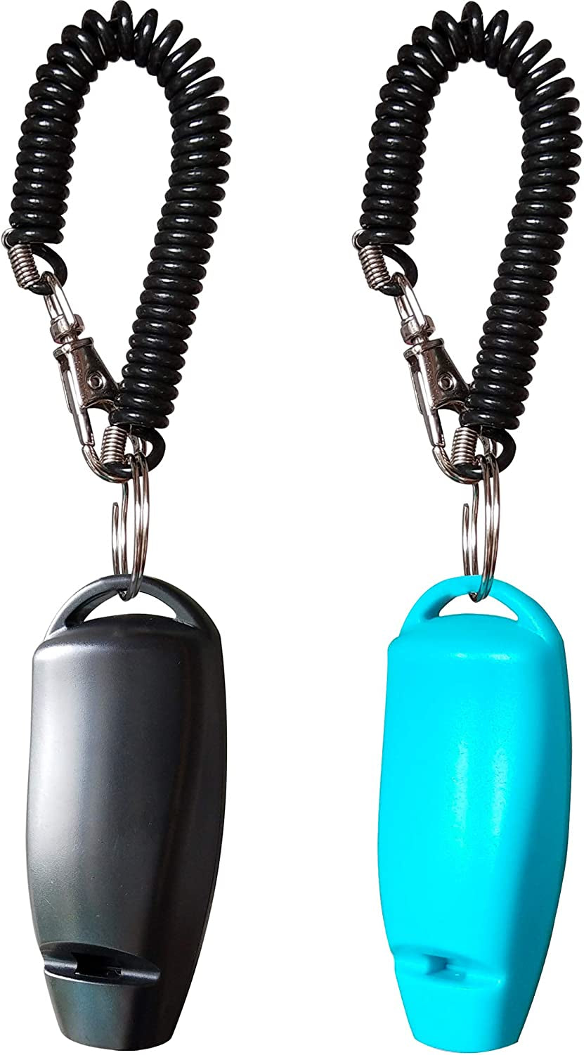 Newnewstar Pet Training Clicker Whistle with Wrist Strap - Dog Training Clickers (Black + Blue)