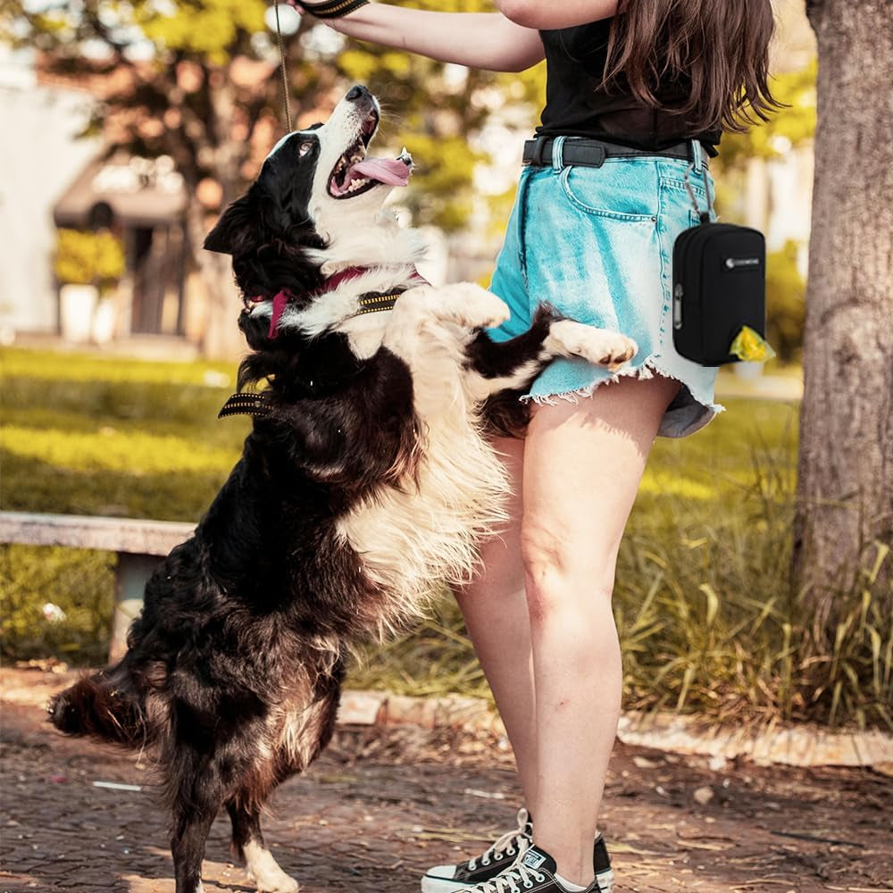 Dog Treat Pouch Hands Free Dog Walking Bag with Metal Carabiner, 900D Oxford Cloth Dog Poop Bag Holder for Pet Puppy Training Travel or Outdoor Camping