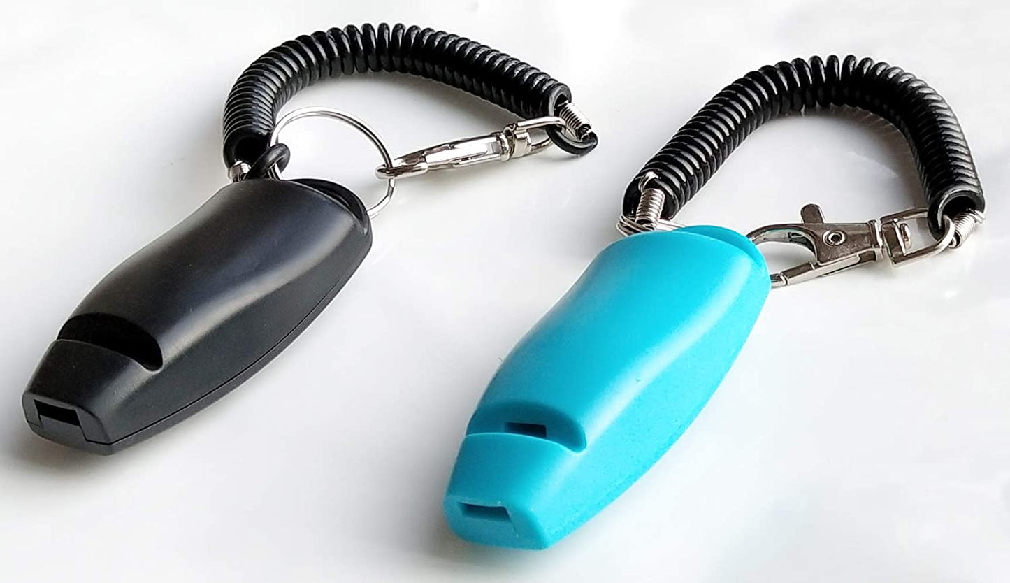 Newnewstar Pet Training Clicker Whistle with Wrist Strap - Dog Training Clickers (Black + Blue)