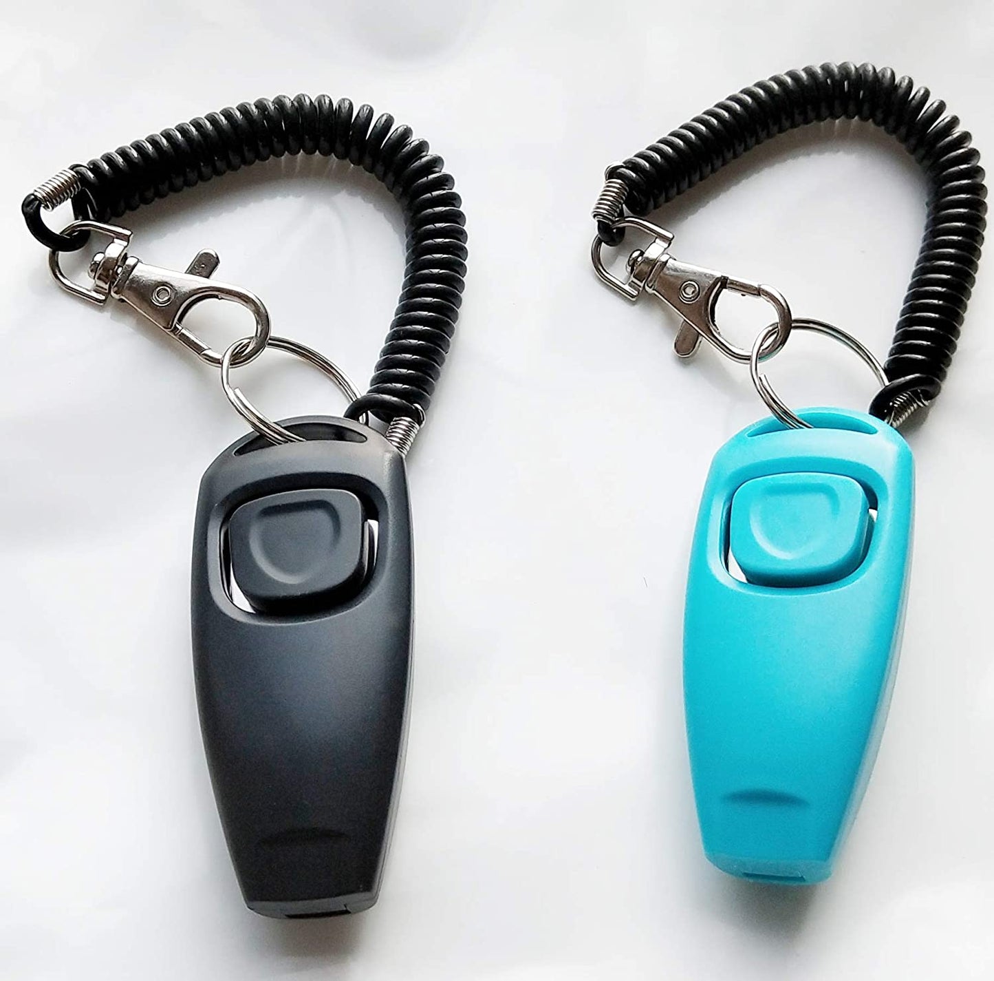 Newnewstar Pet Training Clicker Whistle with Wrist Strap - Dog Training Clickers (Black + Blue)