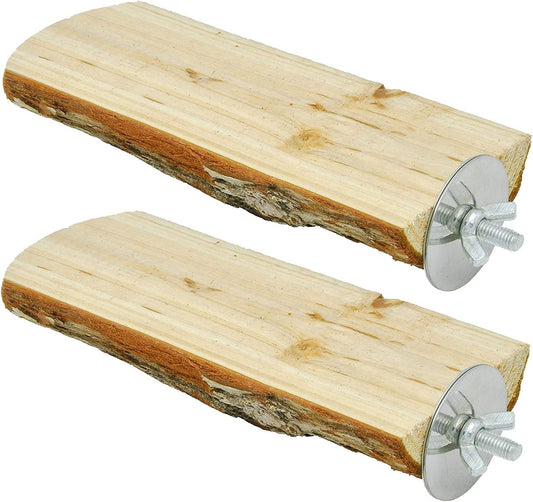 2 Parrot Cage Perch, Wooden Platform Standing Branch for Chewing Exercise, Bird Stand Perch Swing Toys Cage Accessories for Cockatiels Parakeets Conures Budgies