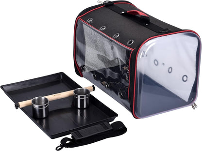 Lightweight Bird Carrier, Bird Travel Cage (Large 19 X 12 X 13, Black)