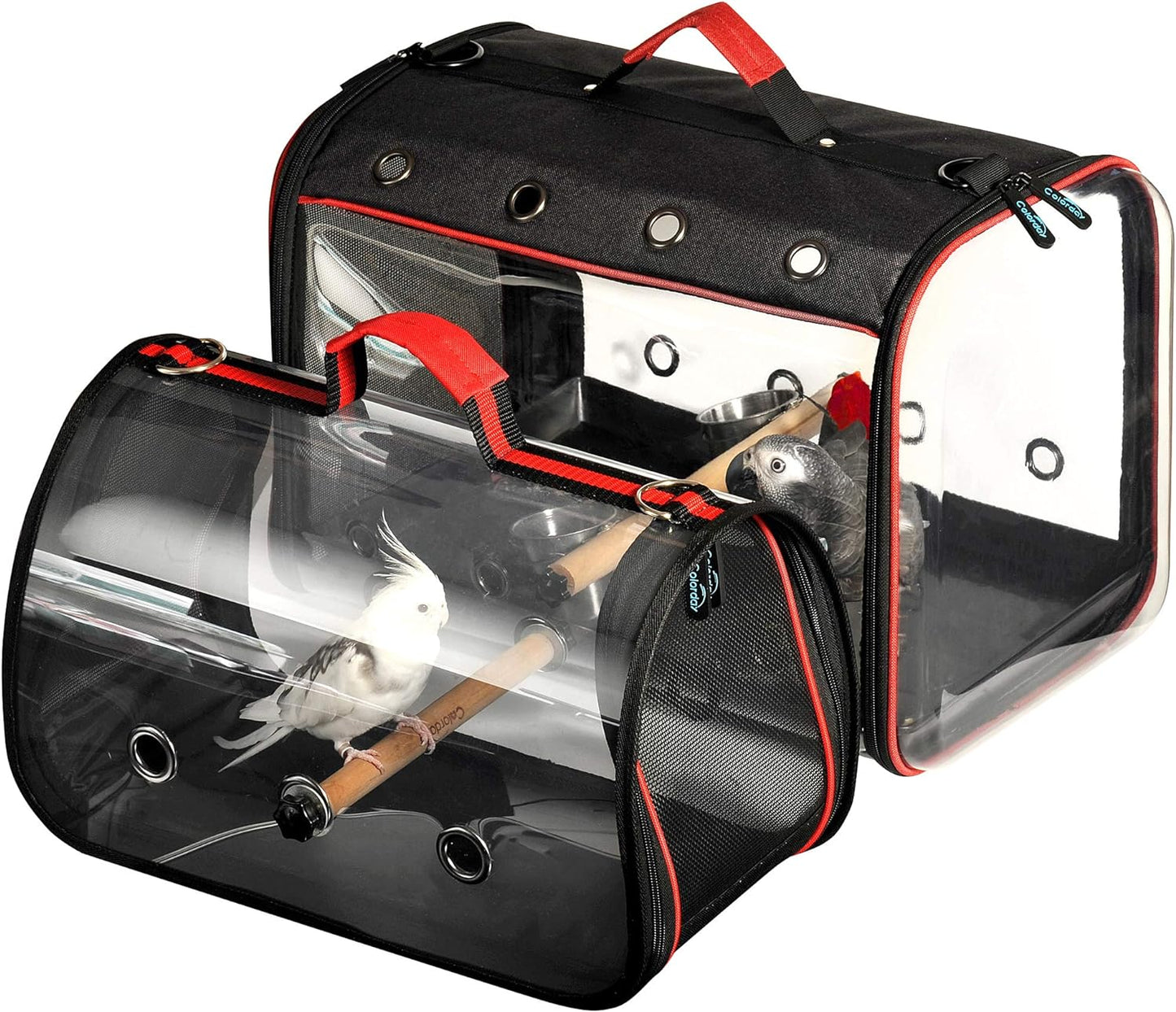 Lightweight Bird Carrier, Bird Travel Cage (Large 19 X 12 X 13, Black)