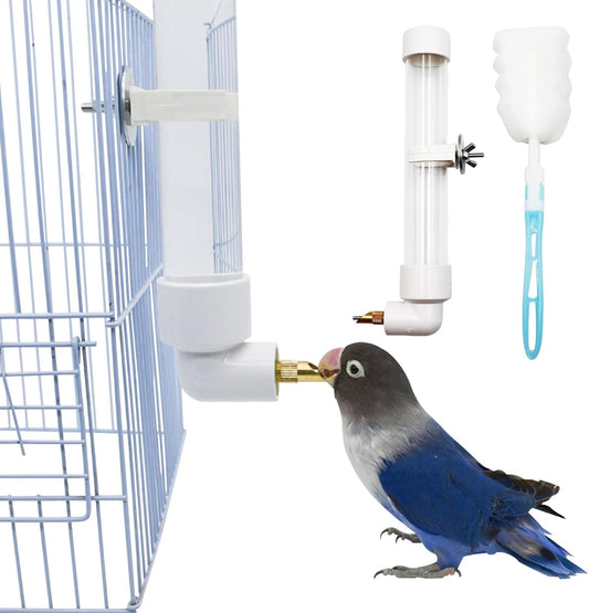 Automatic Parrot Water Dispenser - 1PC Bird Water Bottle with Cleaning Brush, Cage Accessories Drinker Bowl Fountain for Parakeet, Cockatiel, Lovebirds, 130ML