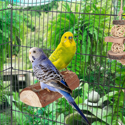 2 Parrot Cage Perch, Wooden Platform Standing Branch for Chewing Exercise, Bird Stand Perch Swing Toys Cage Accessories for Cockatiels Parakeets Conures Budgies