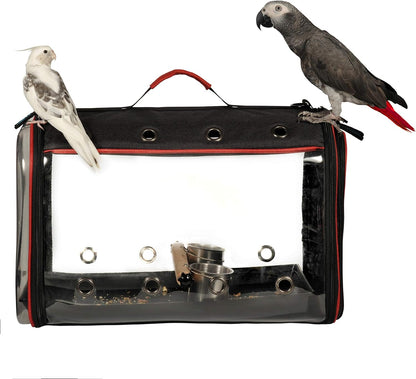 Lightweight Bird Carrier, Bird Travel Cage (Large 19 X 12 X 13, Black)
