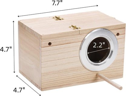 2 Pack Parakeet Nest Box, Natural Wood Bird Nesting Box, Small Bird House Breeding Box for Budgie Lovebirds, Cockatiel, Parrots Mating, Aviary, 7.7×4.7×4.7 Inches