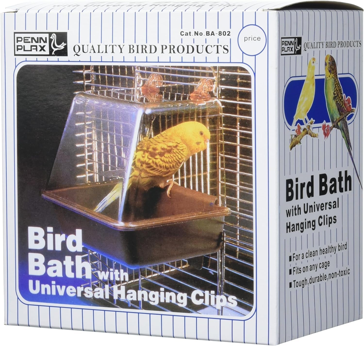 Clip-On Bird Bath – Attaches to Most Birdcages – Perfect for Parakeets, Lovebirds, Parrotlets, Finches, Canaries, and Other Small Birds – Brown