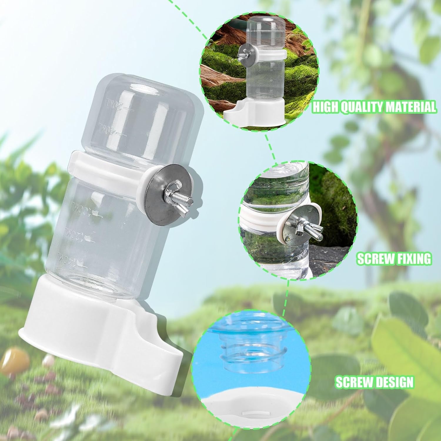 Bird Water Feeder,2Pcs Automatic Bird Water Dispenser for Cage,Parrot Water Bottle Drinker Food Seed Dispenser Cage Accessories for Parrots Budgie Lovebirds Parakeet Cockatiel (Clear 140ML)