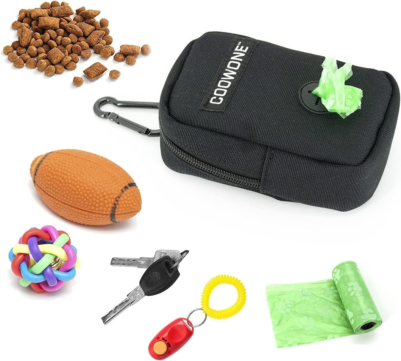 Dog Treat Pouch Hands Free Dog Walking Bag with Metal Carabiner, 900D Oxford Cloth Dog Poop Bag Holder for Pet Puppy Training Travel or Outdoor Camping