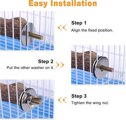 Bird Perch Stand Toy, Natural Wood Parrot Perch Bird Cage Branch Perch Accessories for Parakeets Cockatiels Conures Macaws Finches Love Birds (M: 10" Length)