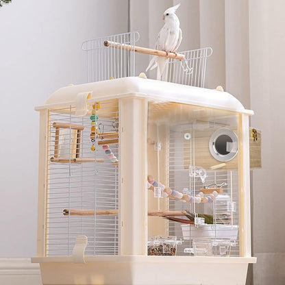 2 Pack Parakeet Nest Box, Natural Wood Bird Nesting Box, Small Bird House Breeding Box for Budgie Lovebirds, Cockatiel, Parrots Mating, Aviary, 7.7×4.7×4.7 Inches