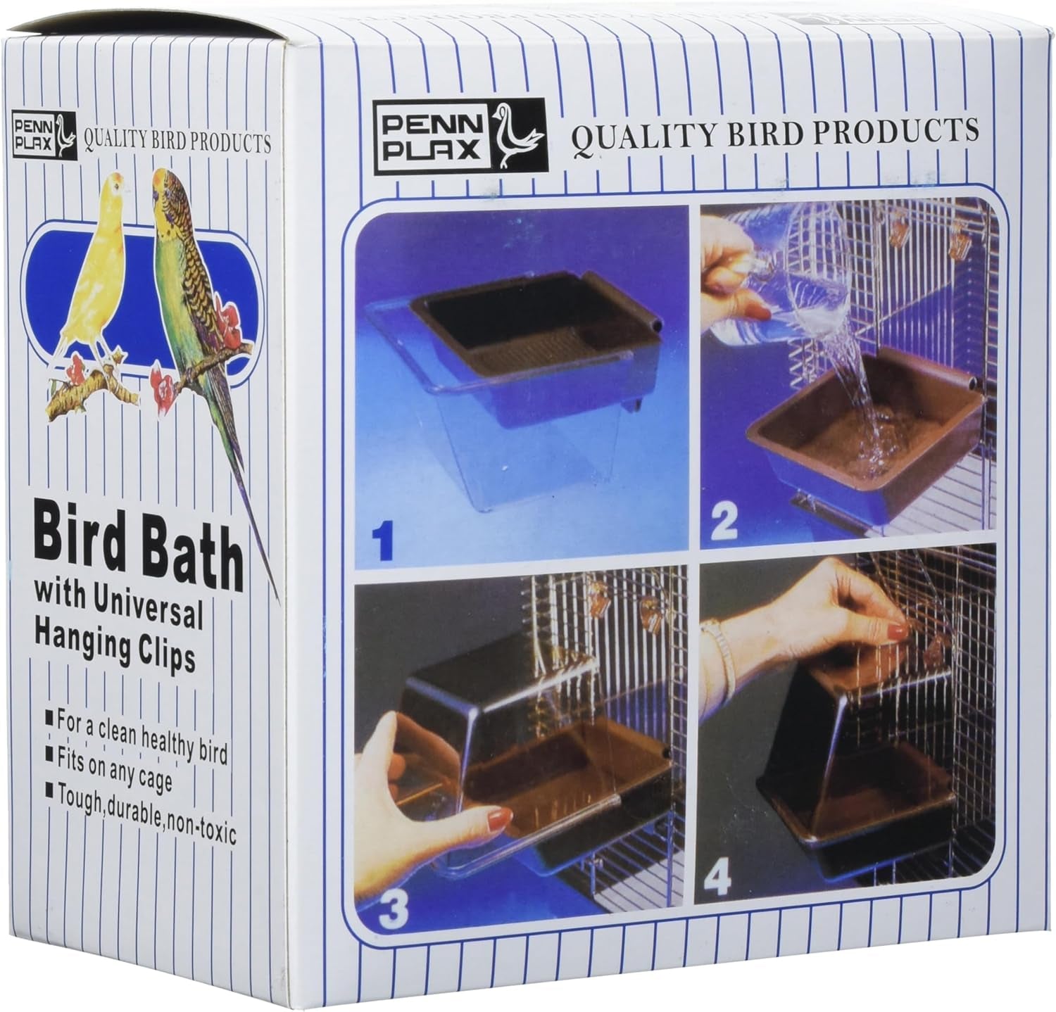 Clip-On Bird Bath – Attaches to Most Birdcages – Perfect for Parakeets, Lovebirds, Parrotlets, Finches, Canaries, and Other Small Birds – Brown