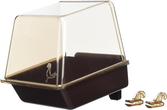 Clip-On Bird Bath – Attaches to Most Birdcages – Perfect for Parakeets, Lovebirds, Parrotlets, Finches, Canaries, and Other Small Birds – Brown