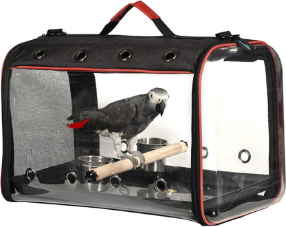 Lightweight Bird Carrier, Bird Travel Cage (Large 19 X 12 X 13, Black)