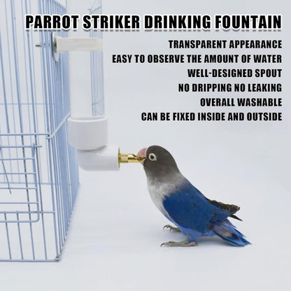 Automatic Parrot Water Dispenser - 1PC Bird Water Bottle with Cleaning Brush, Cage Accessories Drinker Bowl Fountain for Parakeet, Cockatiel, Lovebirds, 130ML