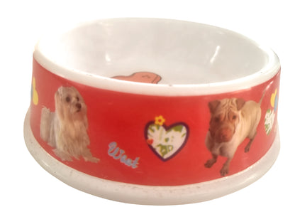 Plastic Dog Bowl with Printed Dog Bone Cat Dog Pet Feeding Bowls Pets 17Cm X 7Cm