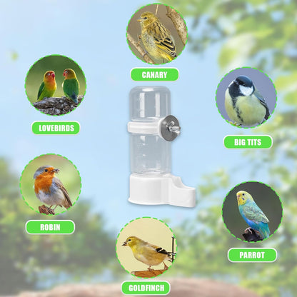 Bird Water Feeder,2Pcs Automatic Bird Water Dispenser for Cage,Parrot Water Bottle Drinker Food Seed Dispenser Cage Accessories for Parrots Budgie Lovebirds Parakeet Cockatiel (Clear 140ML)