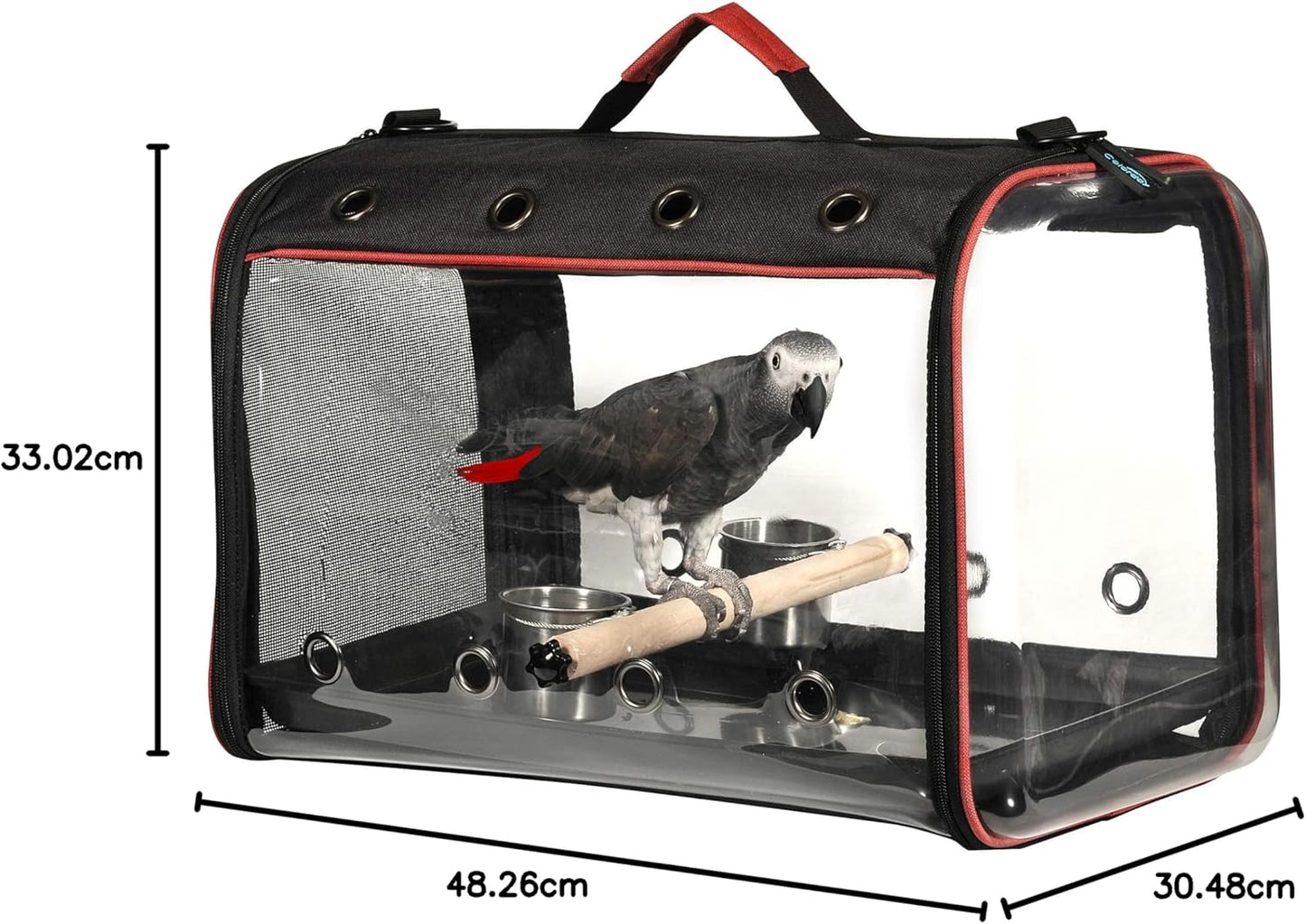 Lightweight Bird Carrier, Bird Travel Cage (Large 19 X 12 X 13, Black)
