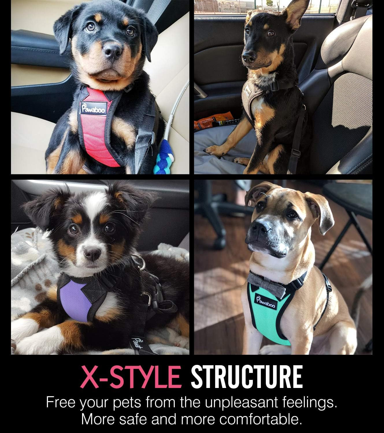 Dog Safety Vest Harness, Pet Car Harness Vehicle Seat Belt with Adjustable Strap and Buckle Clip, Easy Control for Driving Traveling Safety for Small Medium Dogs Cats, Small, BLACK